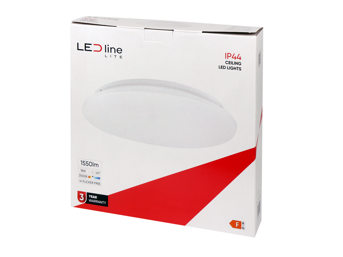 Plafonlamp 3000K 18W 1450lm rond IP44 wit LITE
