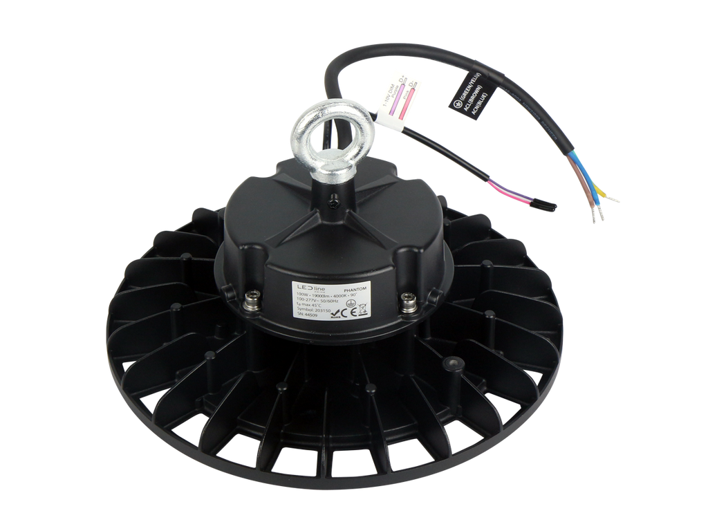 Highbay Armatuur PHANTOM 4000K 100W 19000lm 60° IP65 zwart PRIME 1-10V
