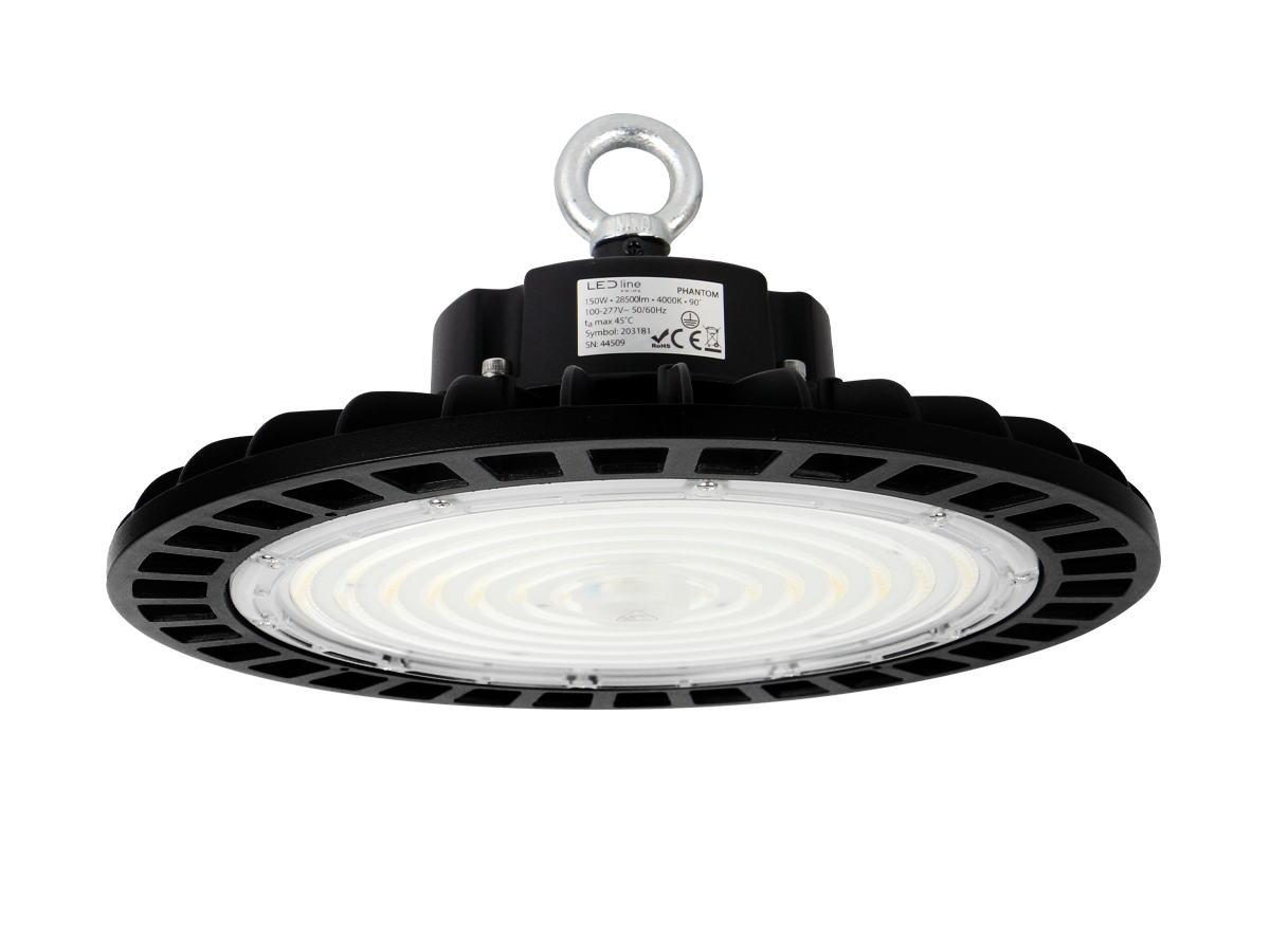 Highbay Armatuur PHANTOM 4000K 150W 28500lm 90° IP65 zwart PRIME 1-10V