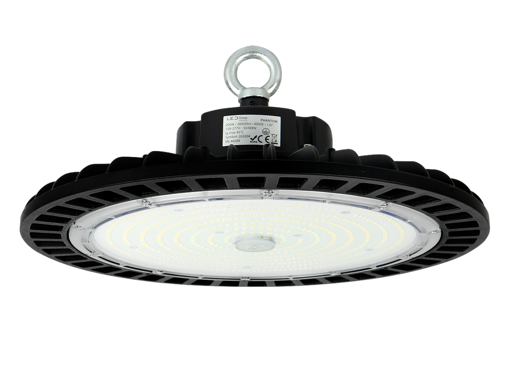 Highbay Armatuur PHANTOM 4000K 200W 38000lm 90° IP65 zwart PRIME 1-10V