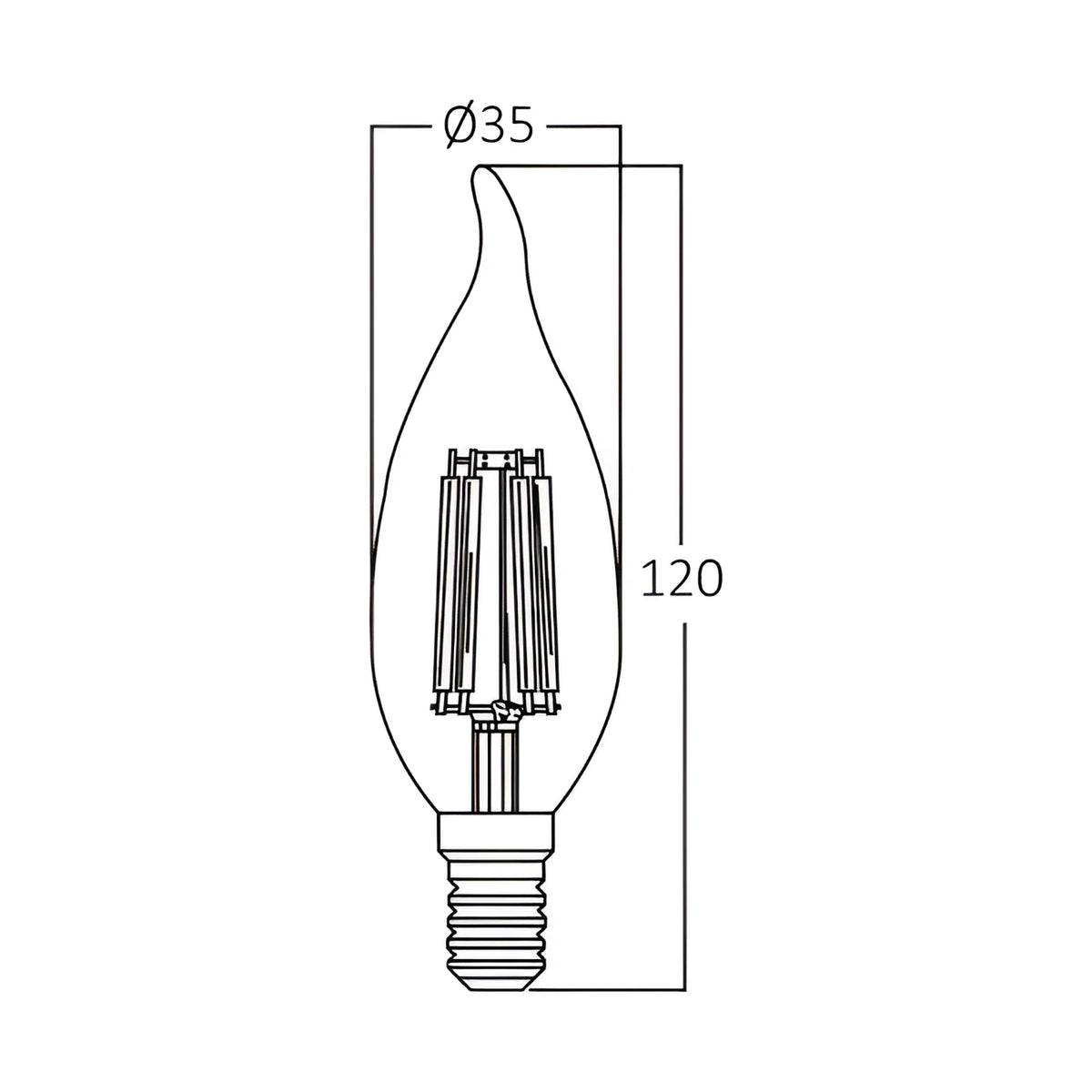 Braytron Advance LED Lamp 4W E14 3000K Transparant C35T
