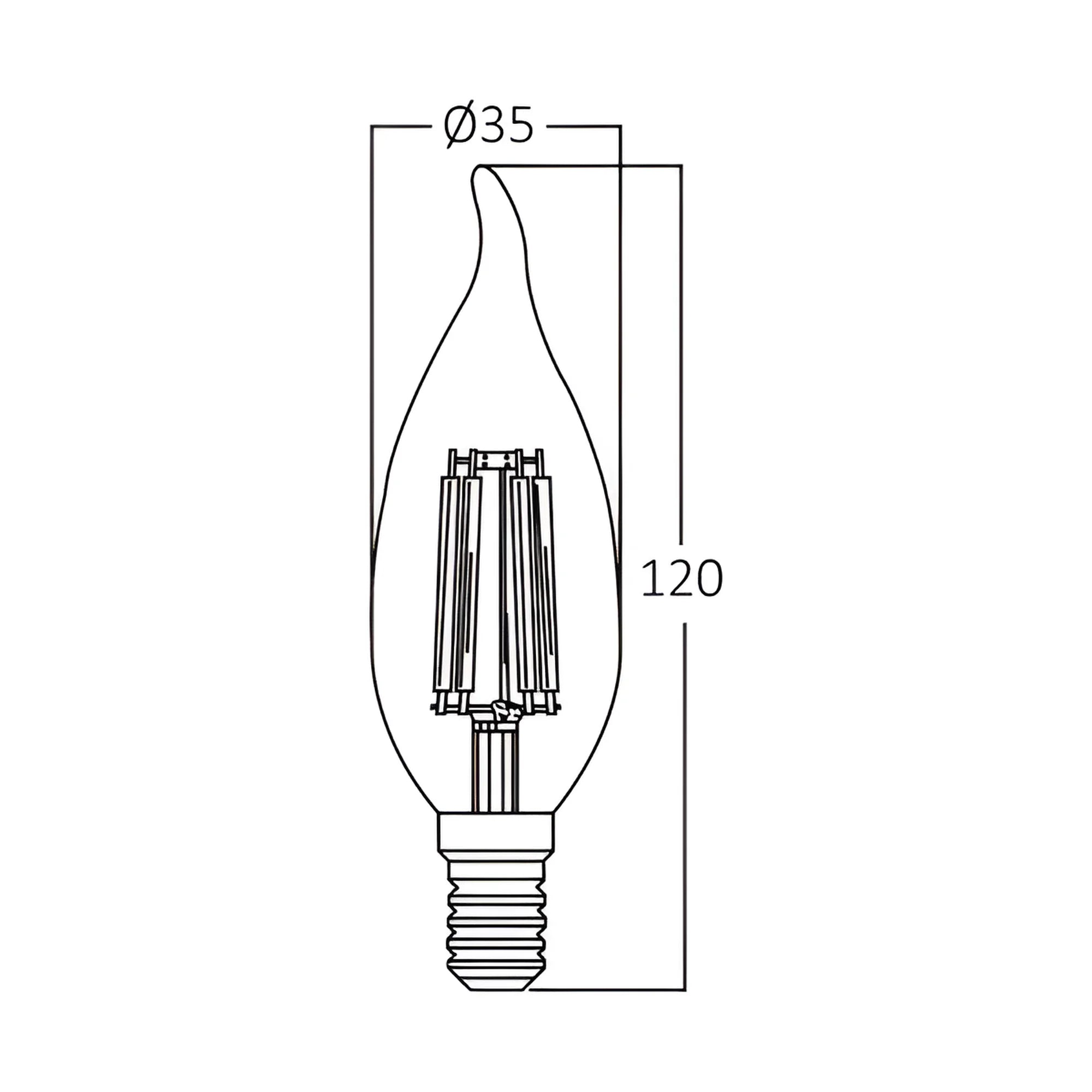 Braytron Advance LED Lamp 6W E14 3000K Transparant C35T