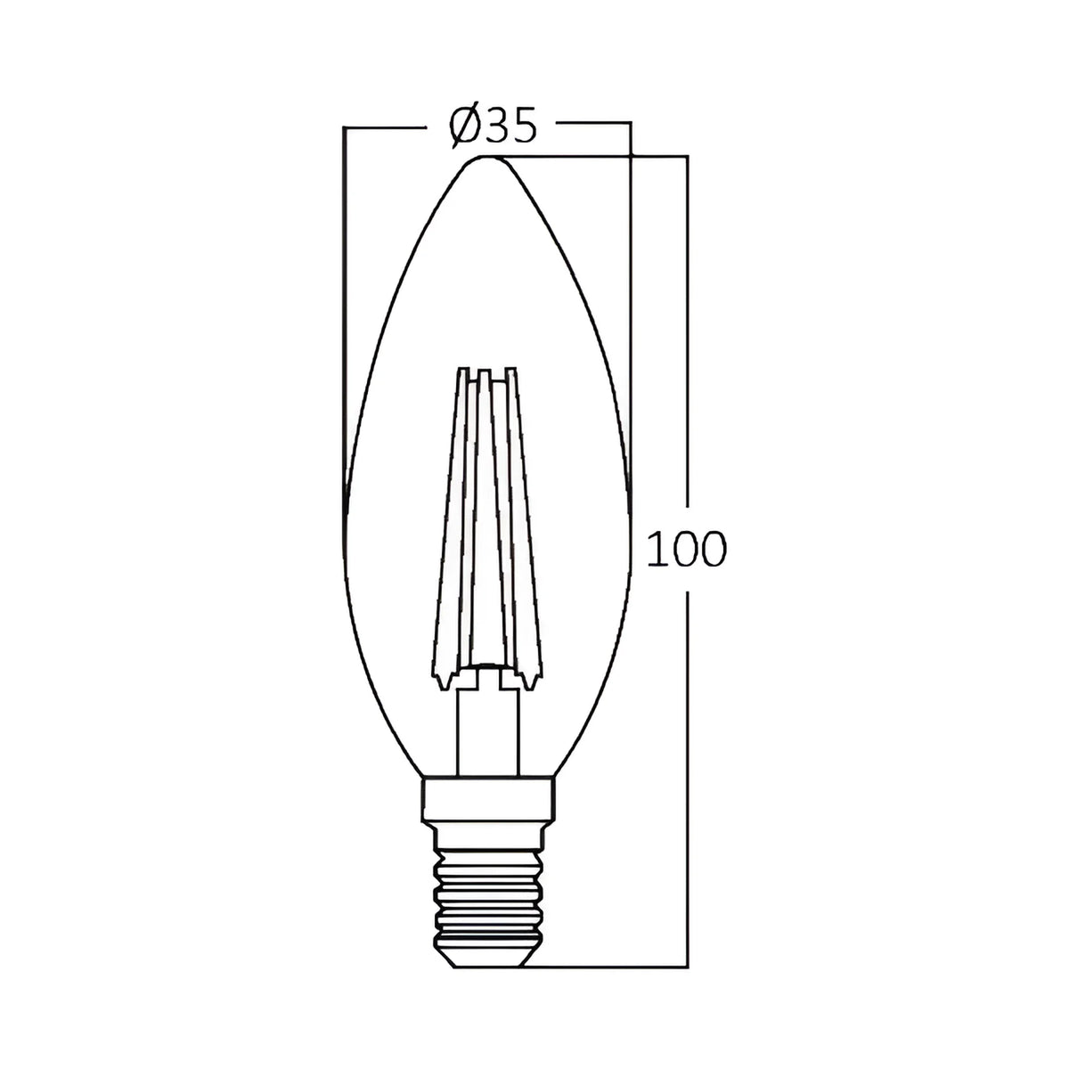Braytron Advance LED Lamp 4W E14 3000K Transparant C35 DIM