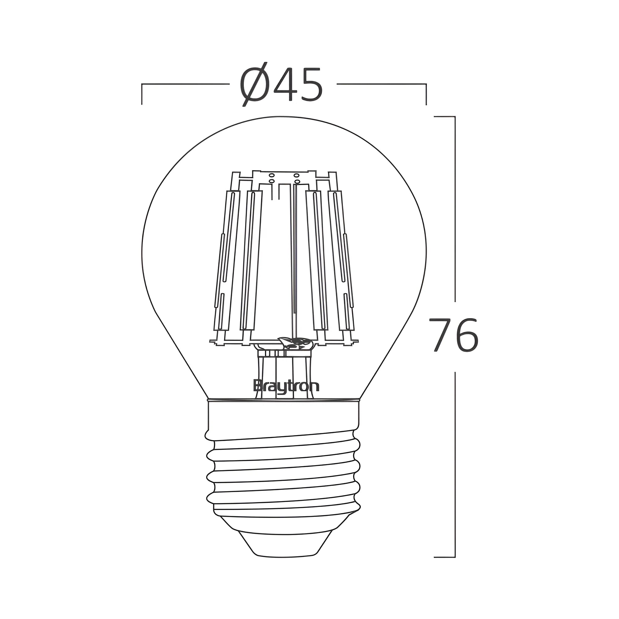 Braytron Advance LED Lamp 4W E27 3000K Transparant G45