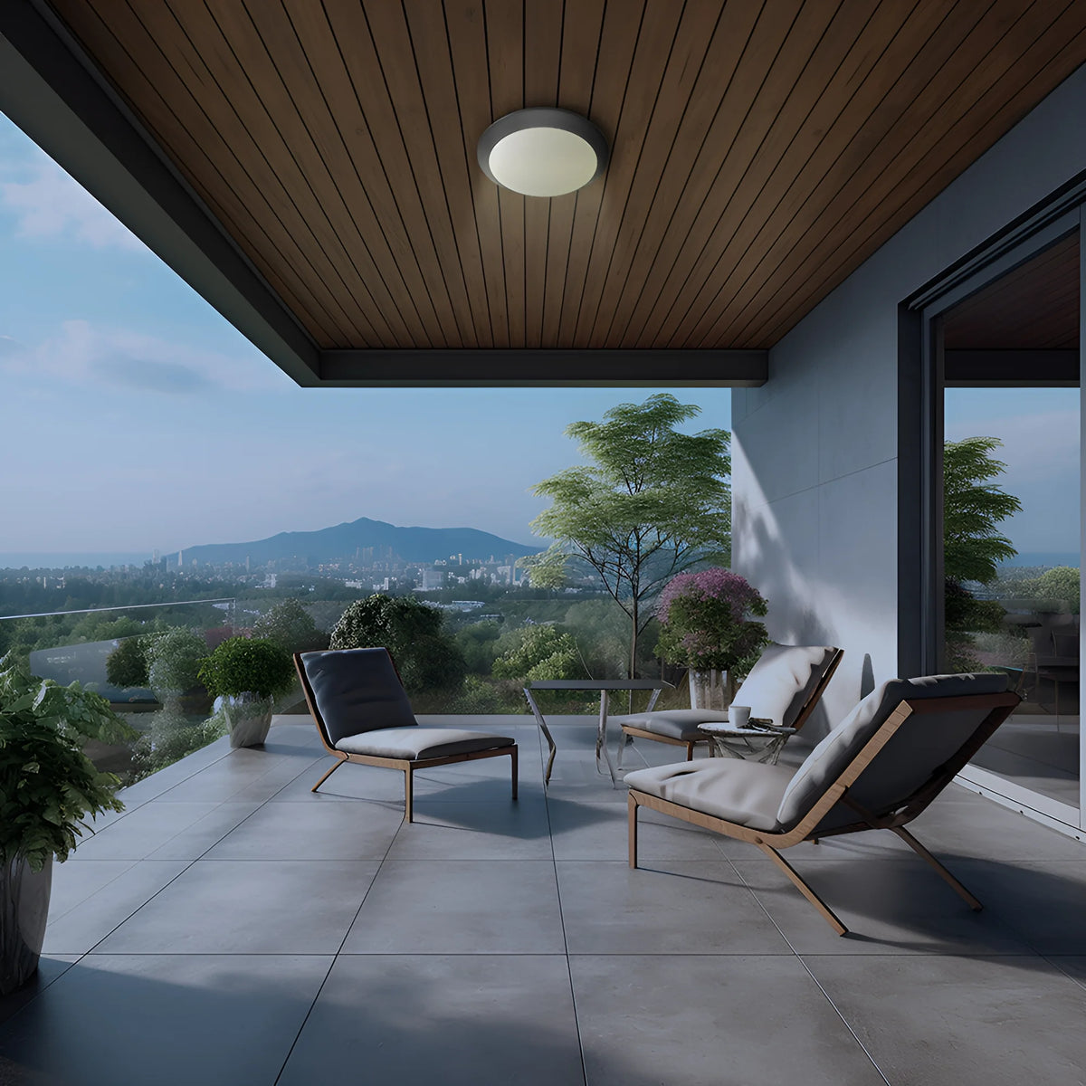 Braytron Napoli Plafondlamp IP65 Grijs D270 1xE27 PC