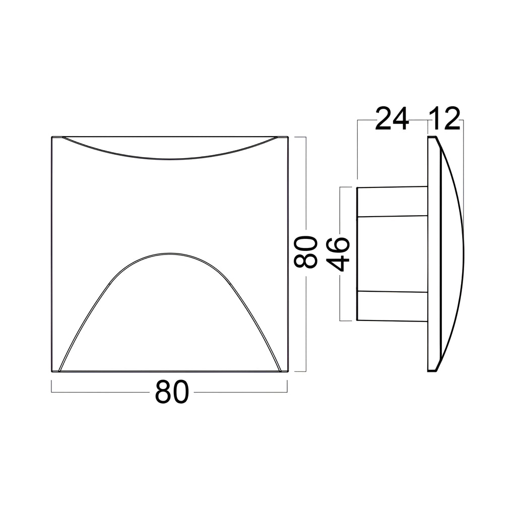 Braytron Veksus Wandlamp 3W 3000K IP65 Zwart SQR