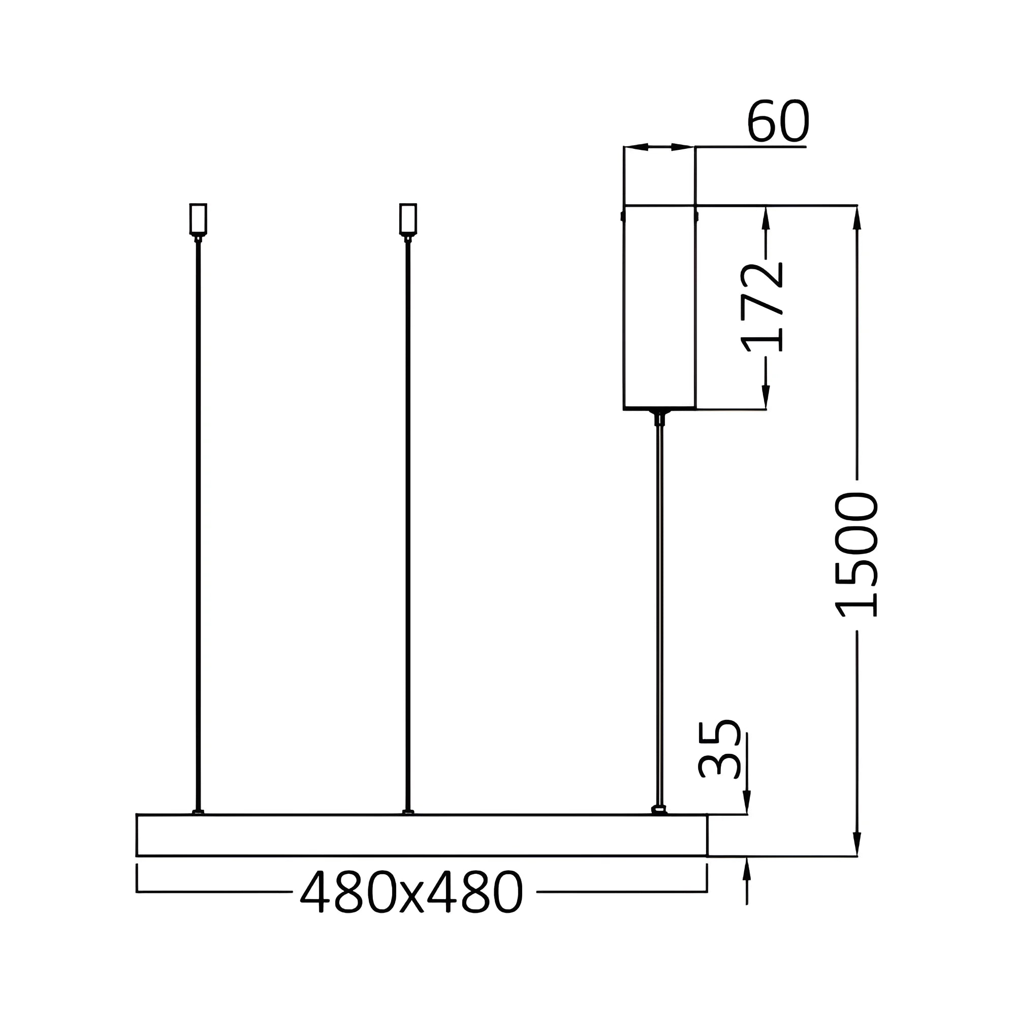 Braytron Bella Plafondlamp 36W IP20 Zwart SLP PD SQR 3IN1