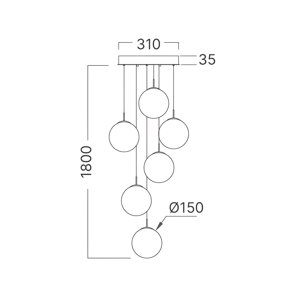 Braytron S003R Hanglamp 6H 6xG9 SMK