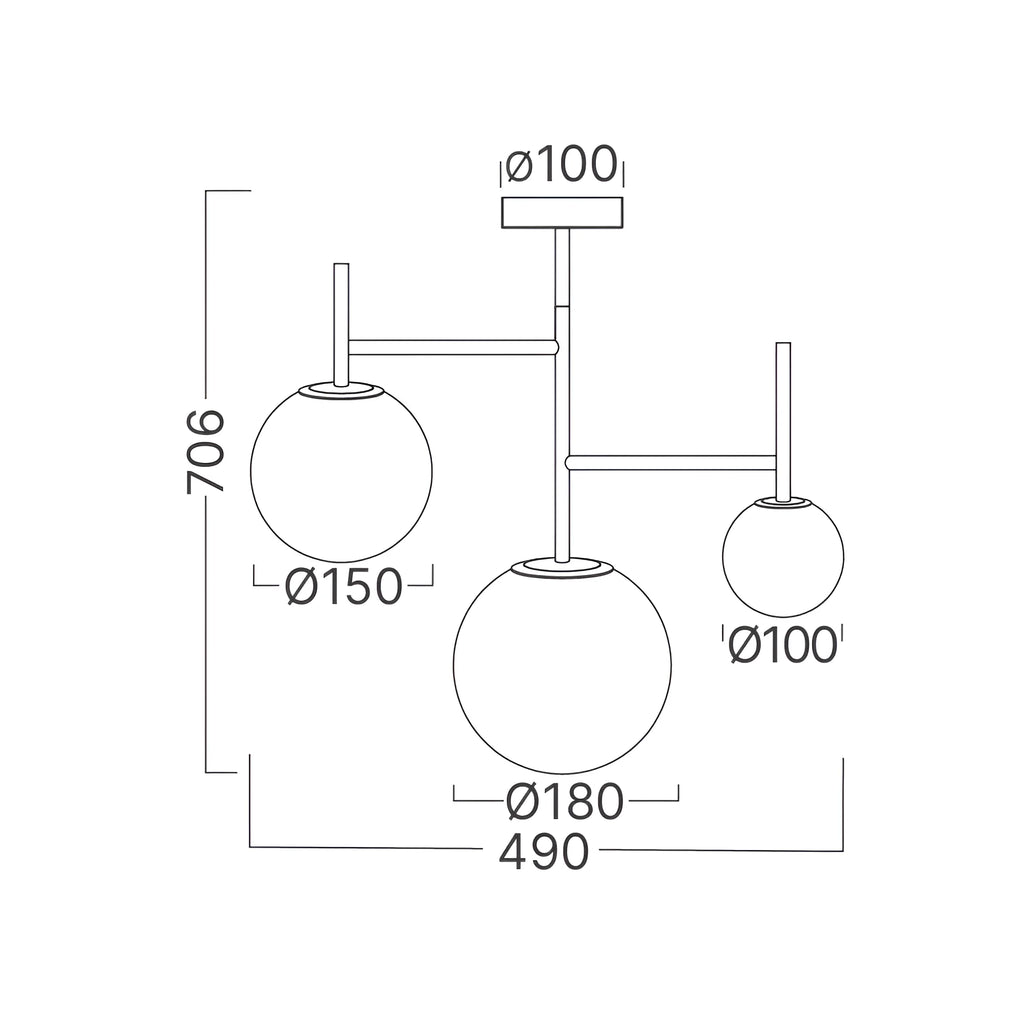Braytron S012C Hanglamp Zwart 3H 3xG9 OPL