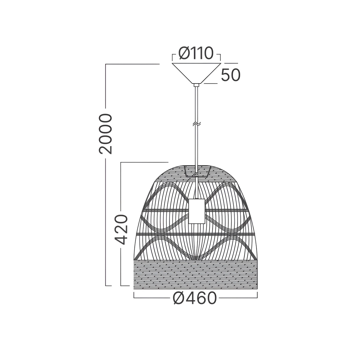 Braytron D003R Hanglamp 1H 1xE27 RTN