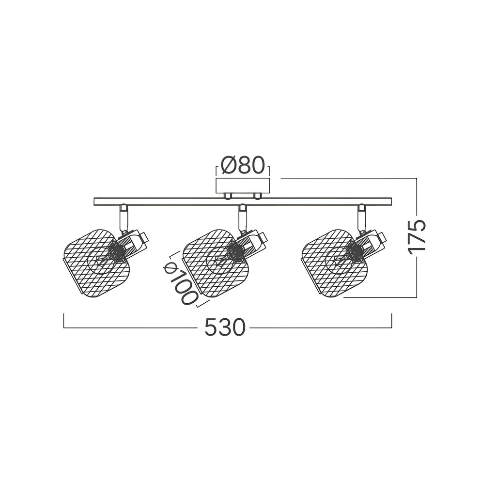 Braytron W001C Plafondlamp 3H 3xE14 WDN