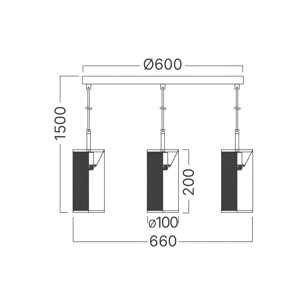 Braytron W002S Hanglamp Zwart 3H 3xE14