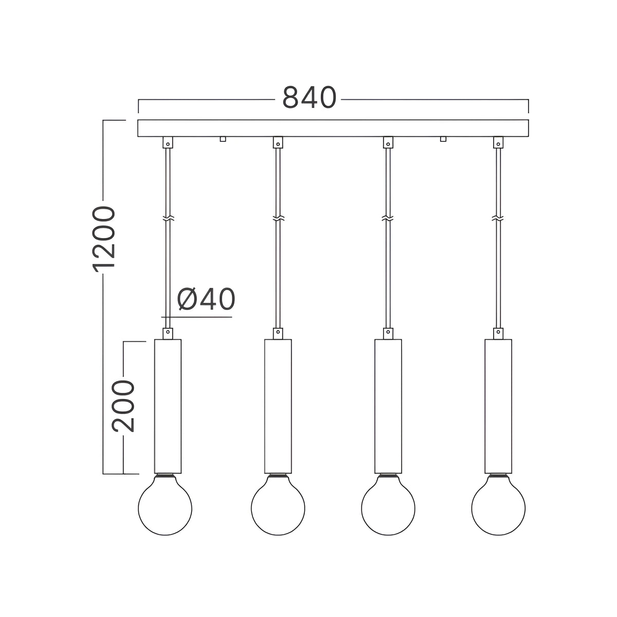 Braytron G005S Hanglamp Zwart 4H 4xE27