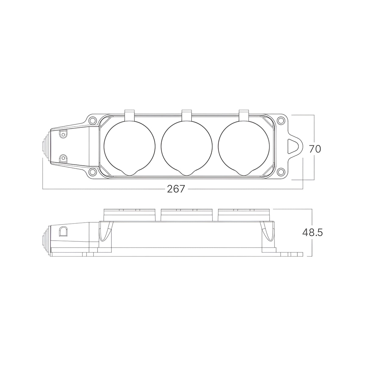 Braytron Ipline Stopcontact/Stekker IP44 3 WAY WO/CABLE TPE