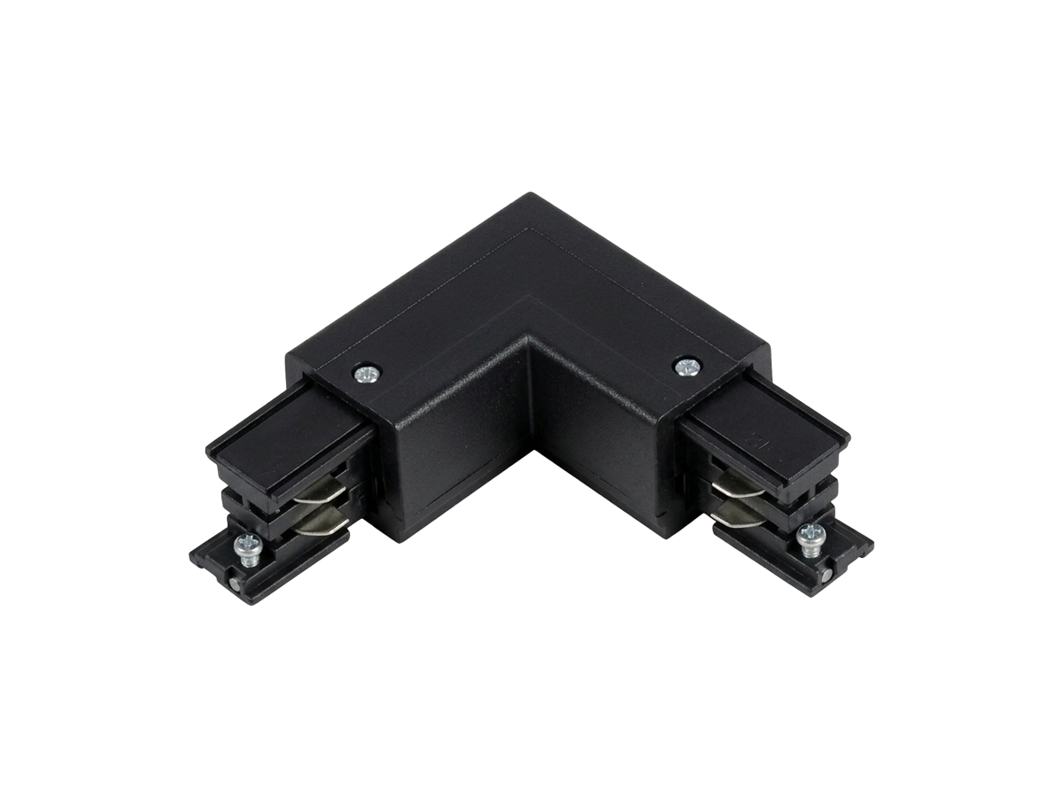 L-connector voor LUMICANTO POWERTRACK railbaan rechts zwart met voeding PRIME
