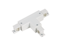 T-connector voor LUMICANTO POWERTRACK railbaan links wit met voeding PRIME