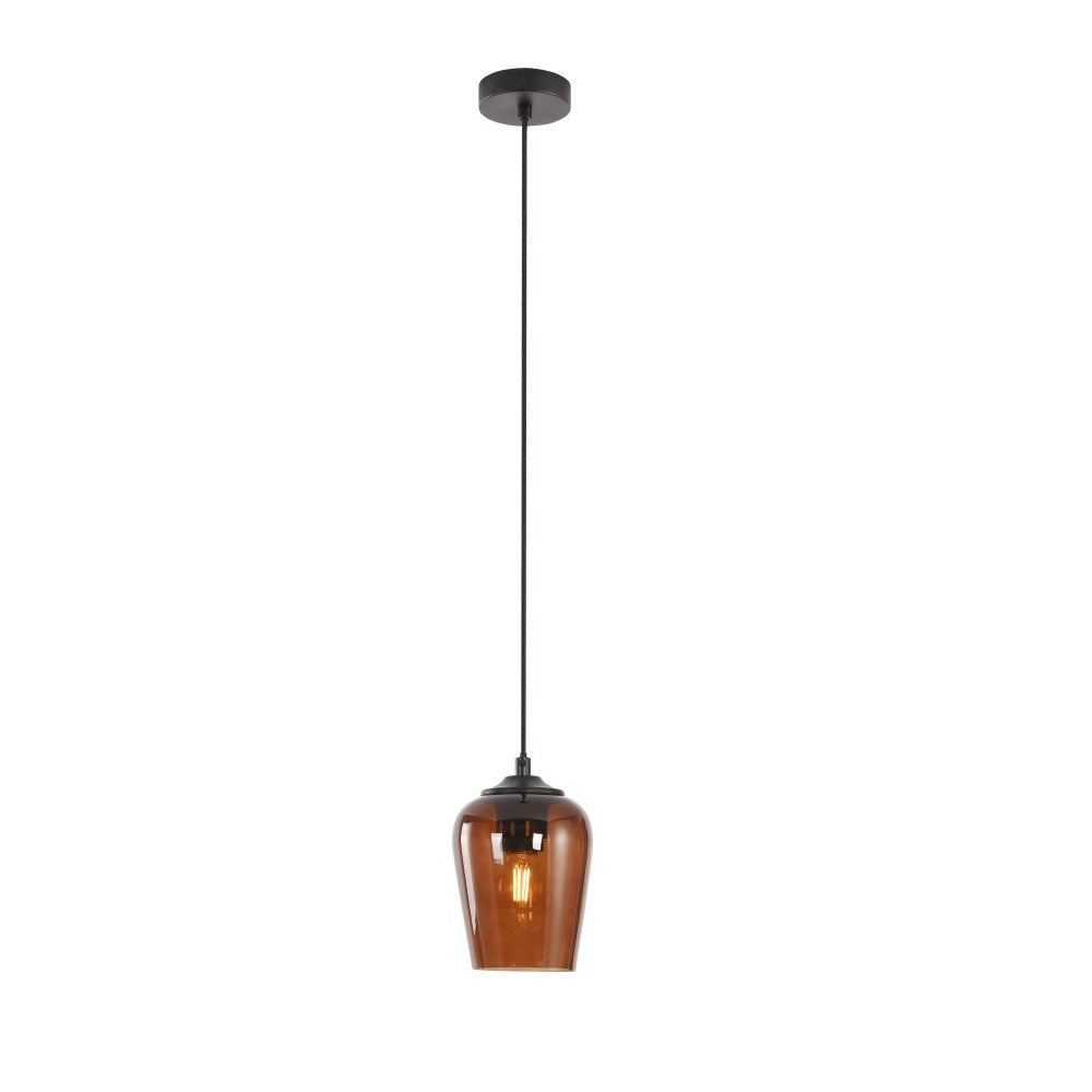 Artdelight Tombo - Hanglamp - Ø12,5cm - Bruin glas