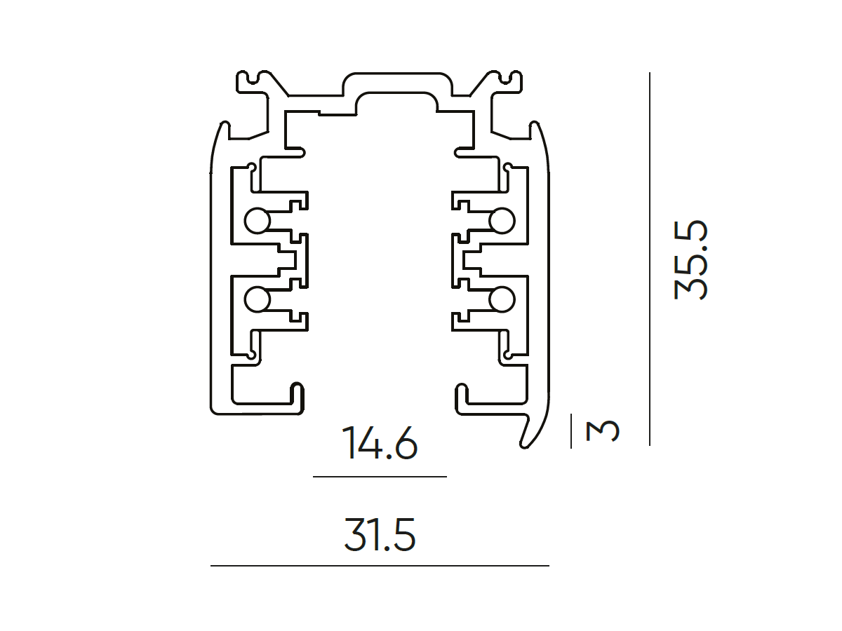 LUMICANTO 3-fase rail kabel 1m zwart PRIME