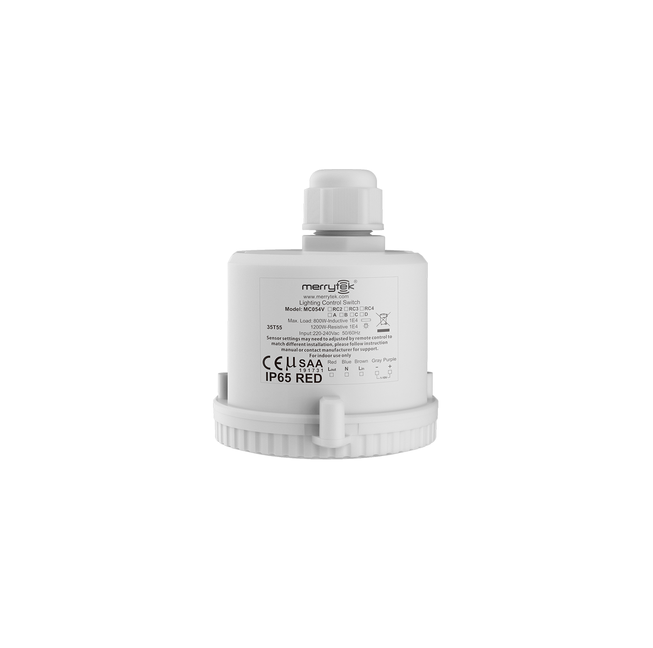MERRYTEK microgolf bewegingssensor 15m M20 RC2 400/800W ON/OFF 2-staps DIM 1-10V IP65