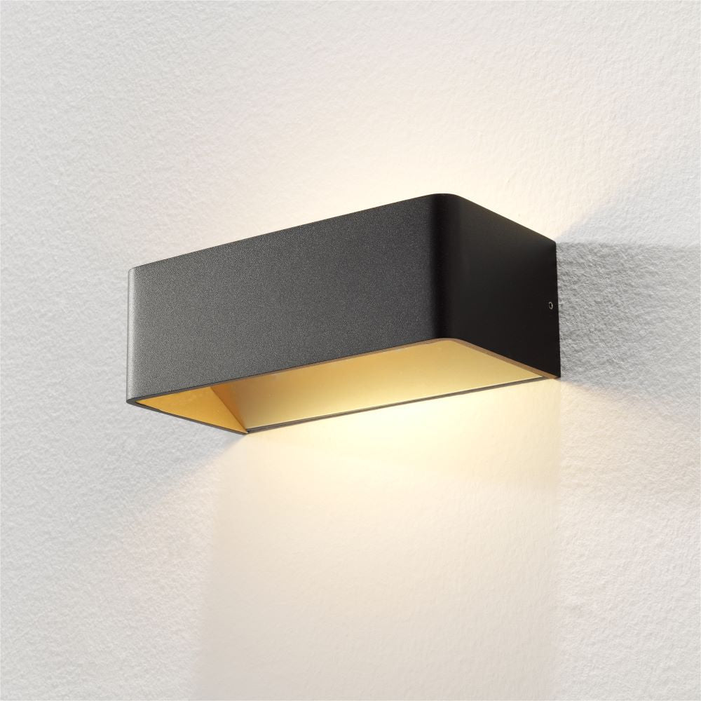 Artdelight Mainz - Wandlamp - Zwart/mat goud